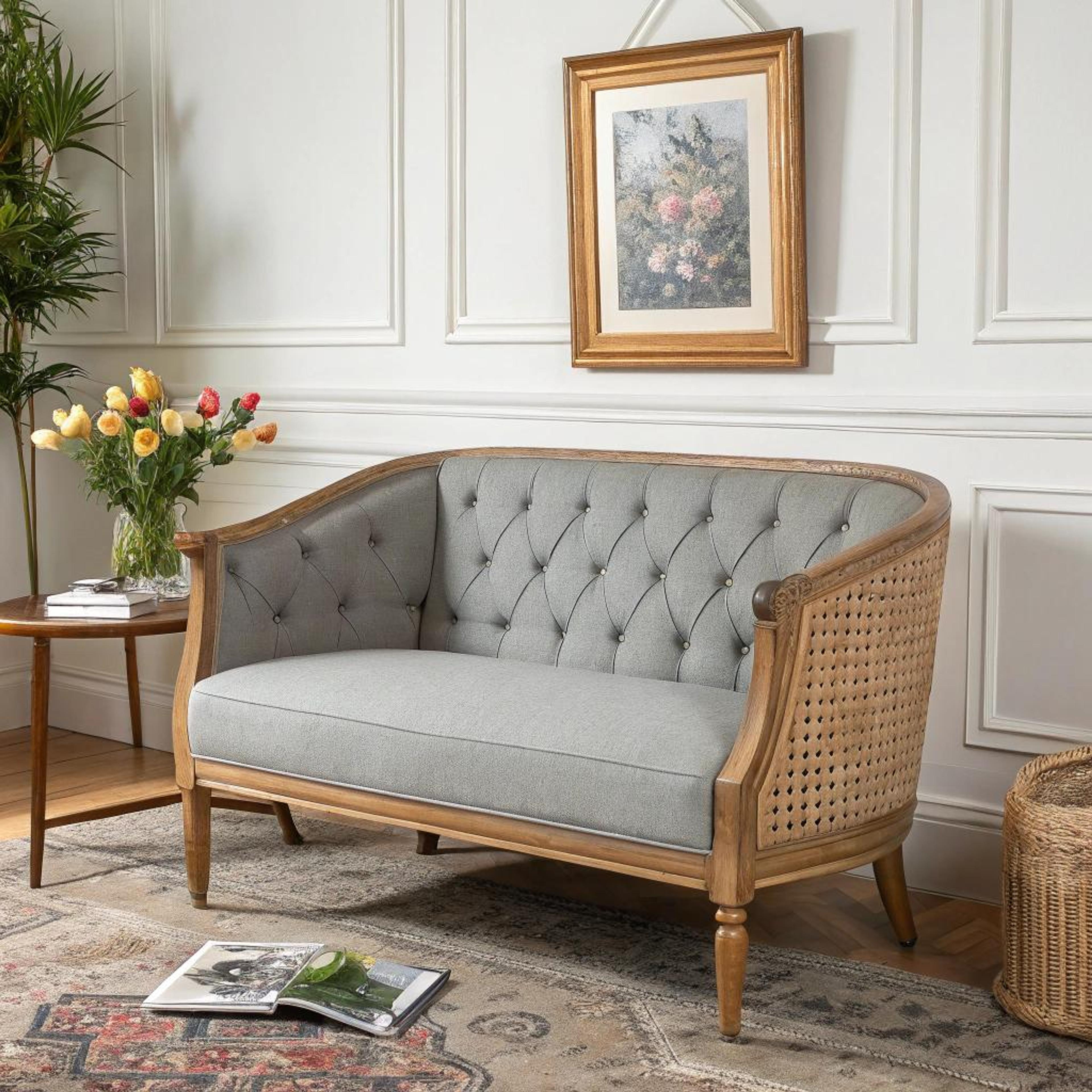 Geweven zitbank-settee in luxe hoekje