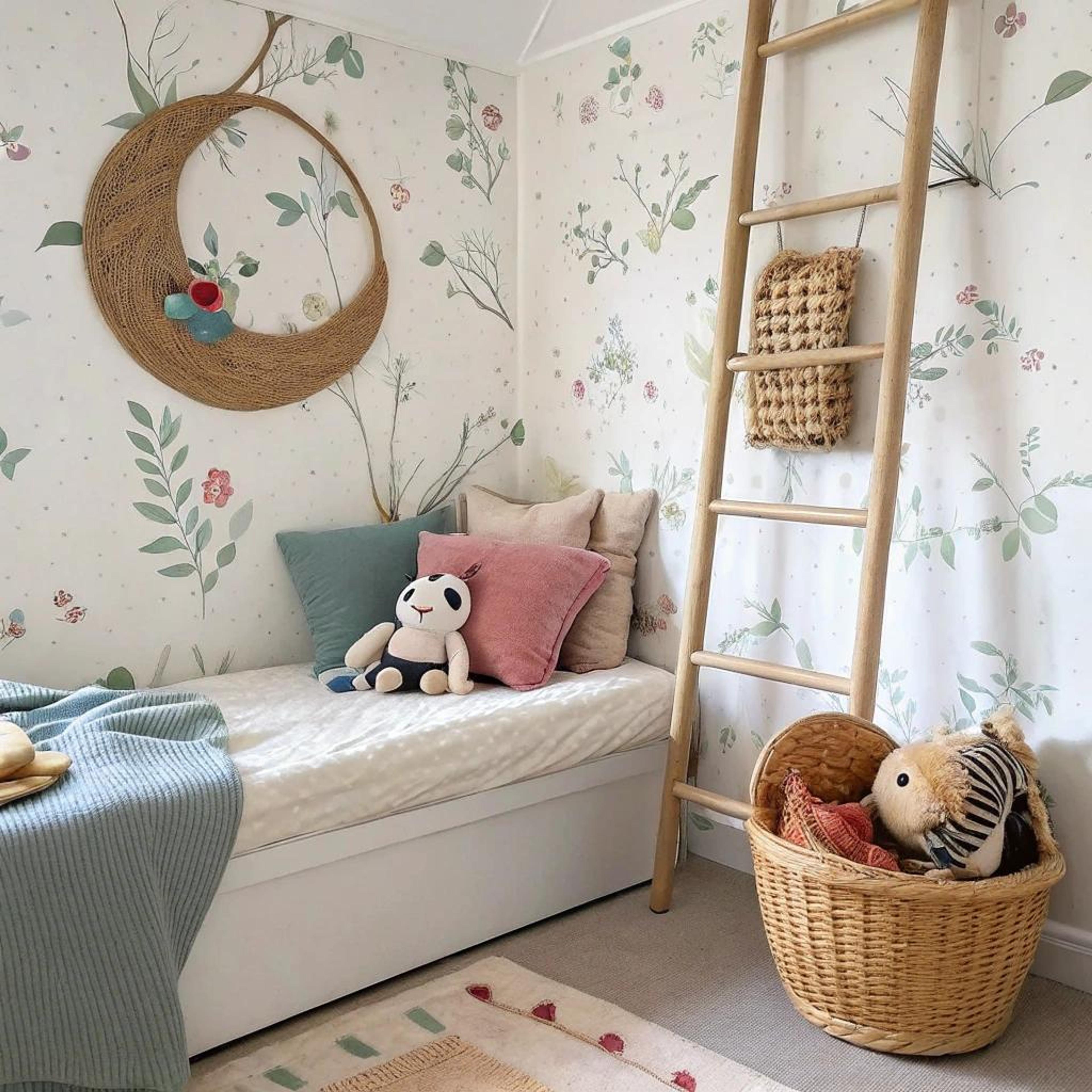Bloemenbehang en knusse hoek