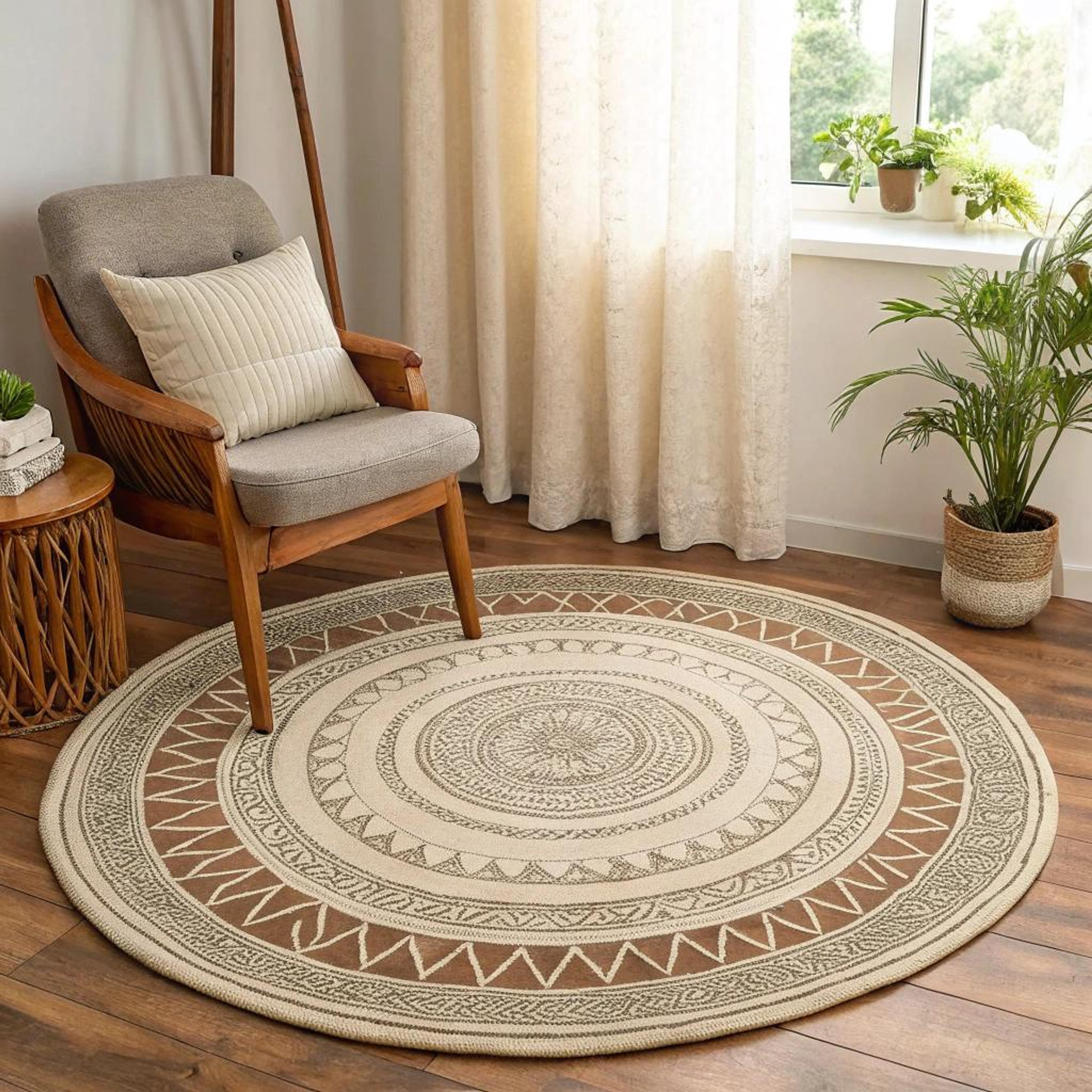 Aardetinten vloerkleed in zithoek