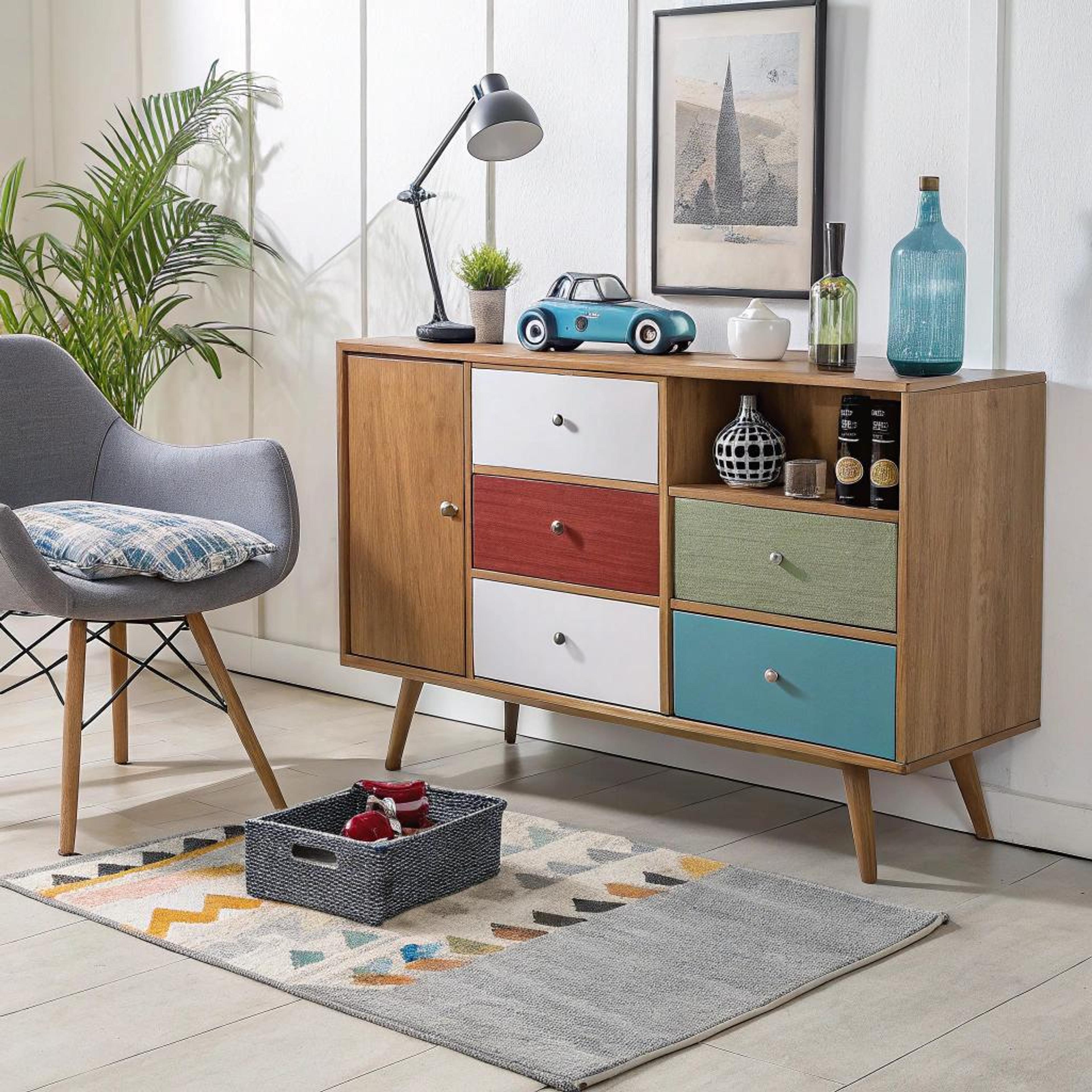 Multicolore ladekast als eyecatcher