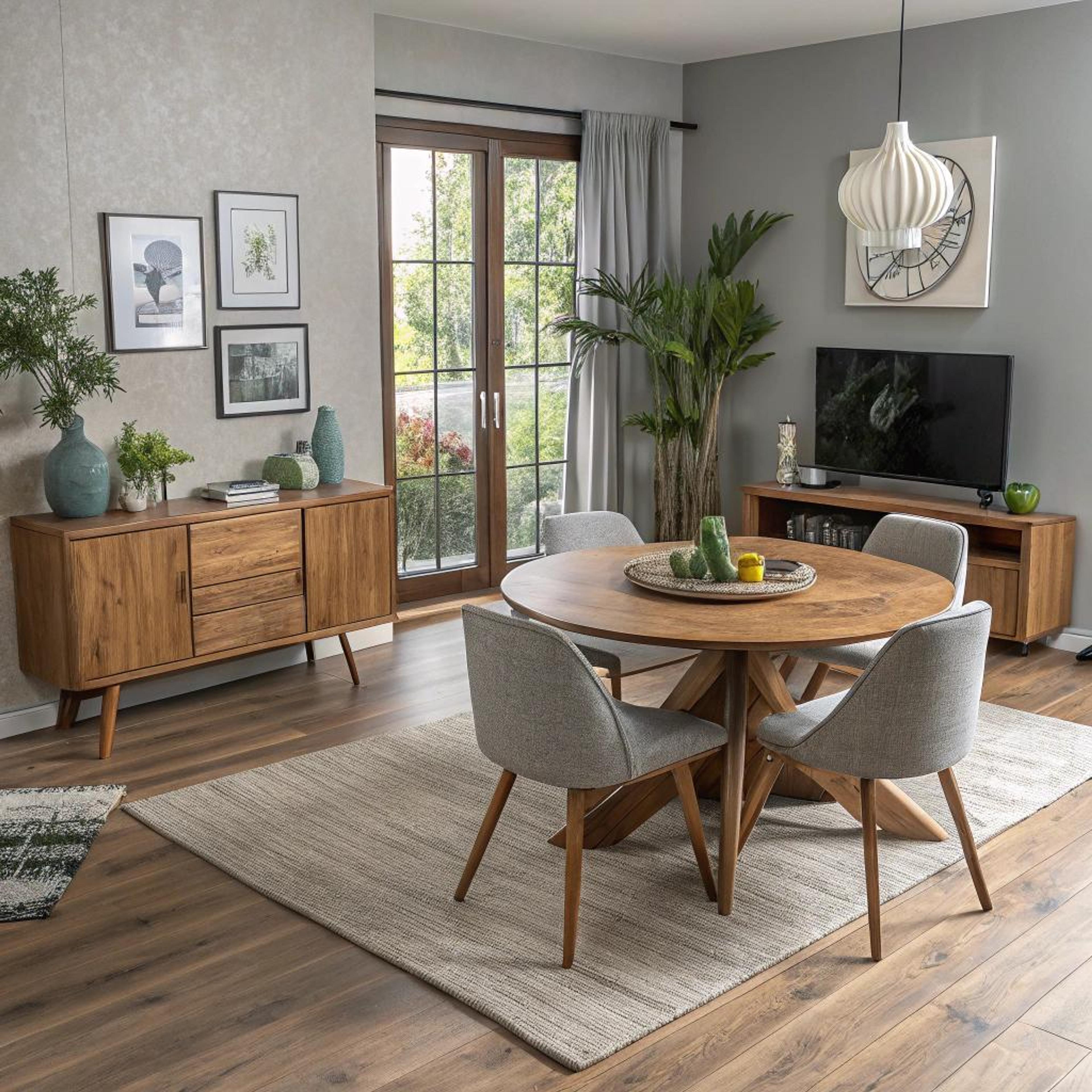 Ronde houten tafel als blikvanger