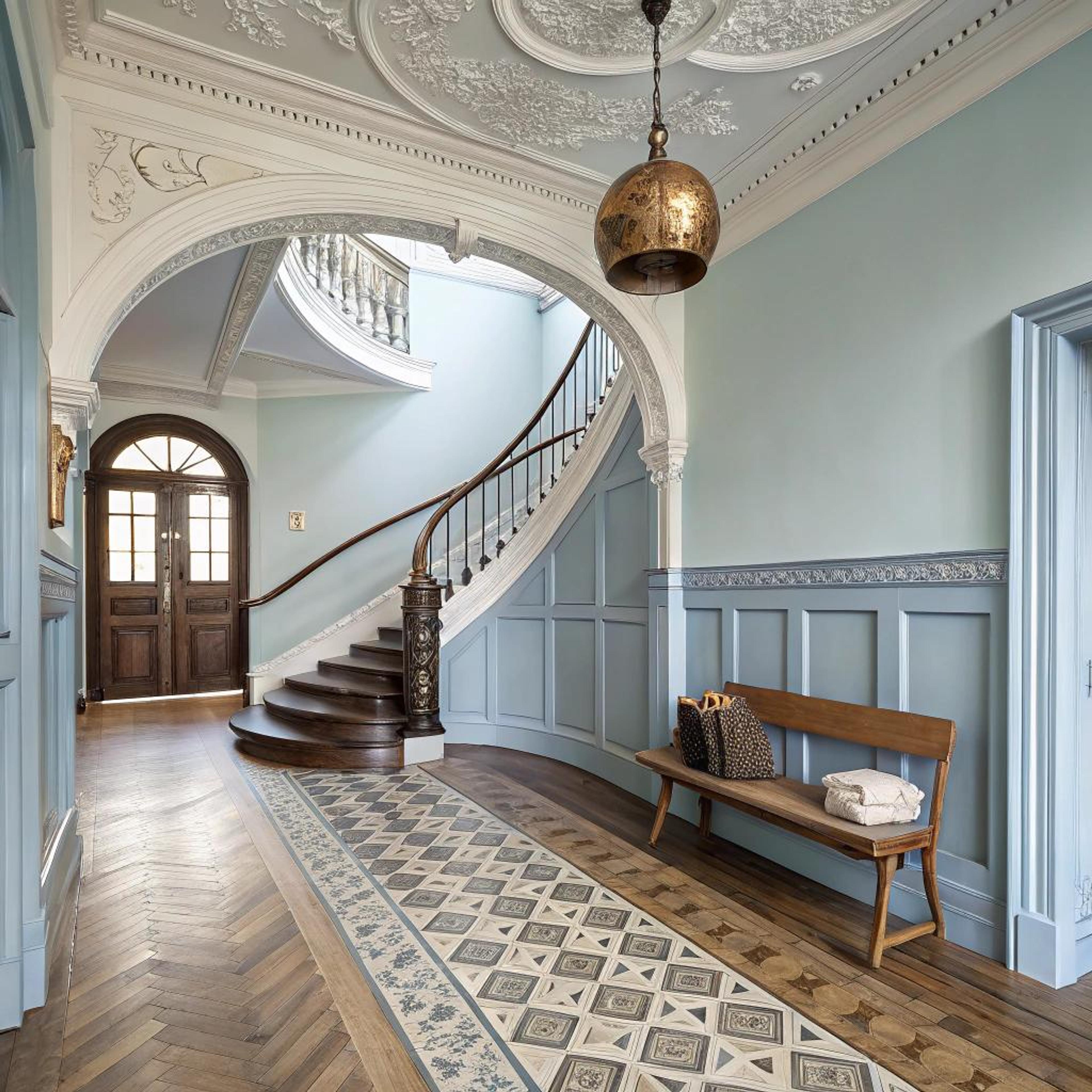 Zachtblauwe trap met allure