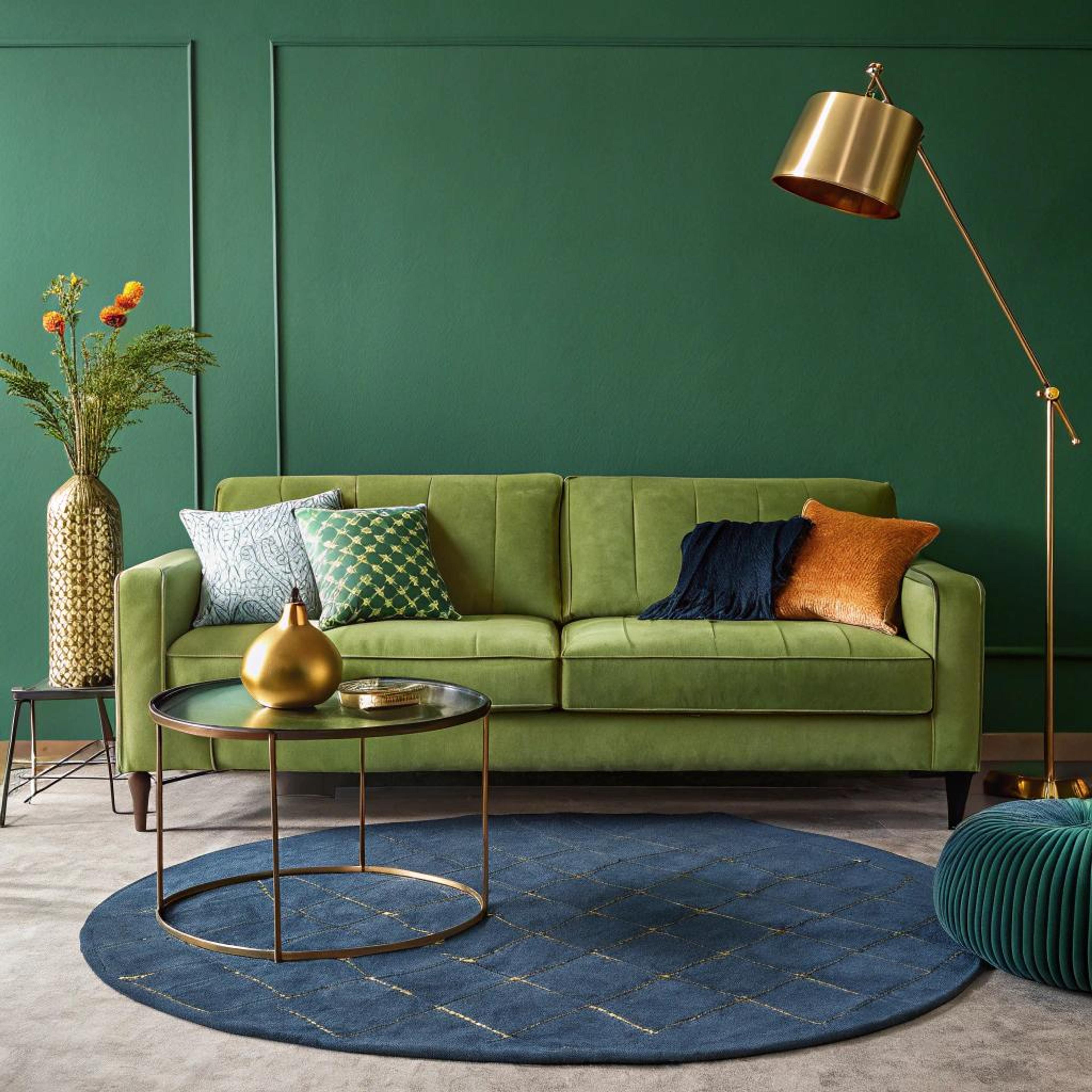 Groene muur met gouden details