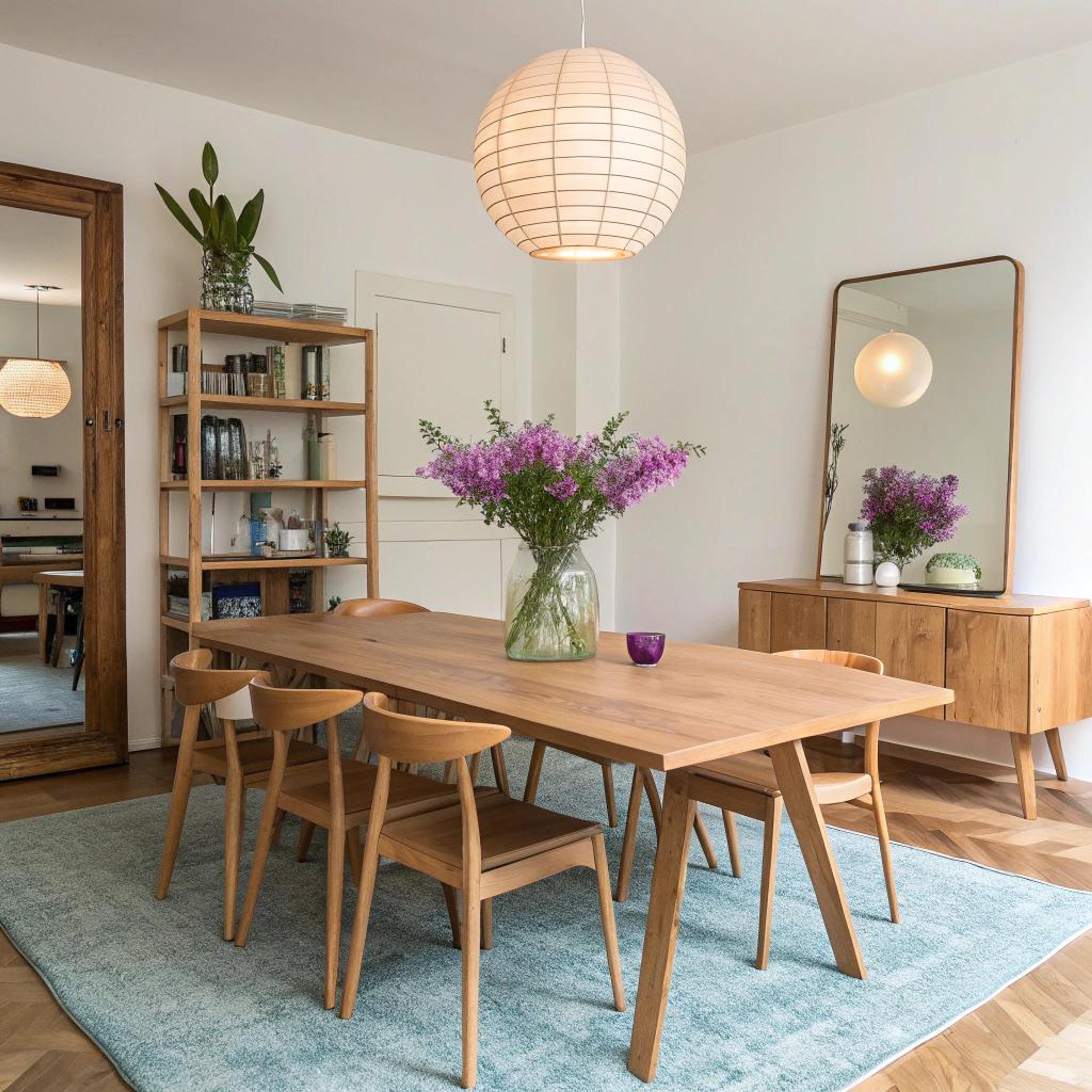 Vloerkleed layering met blauw