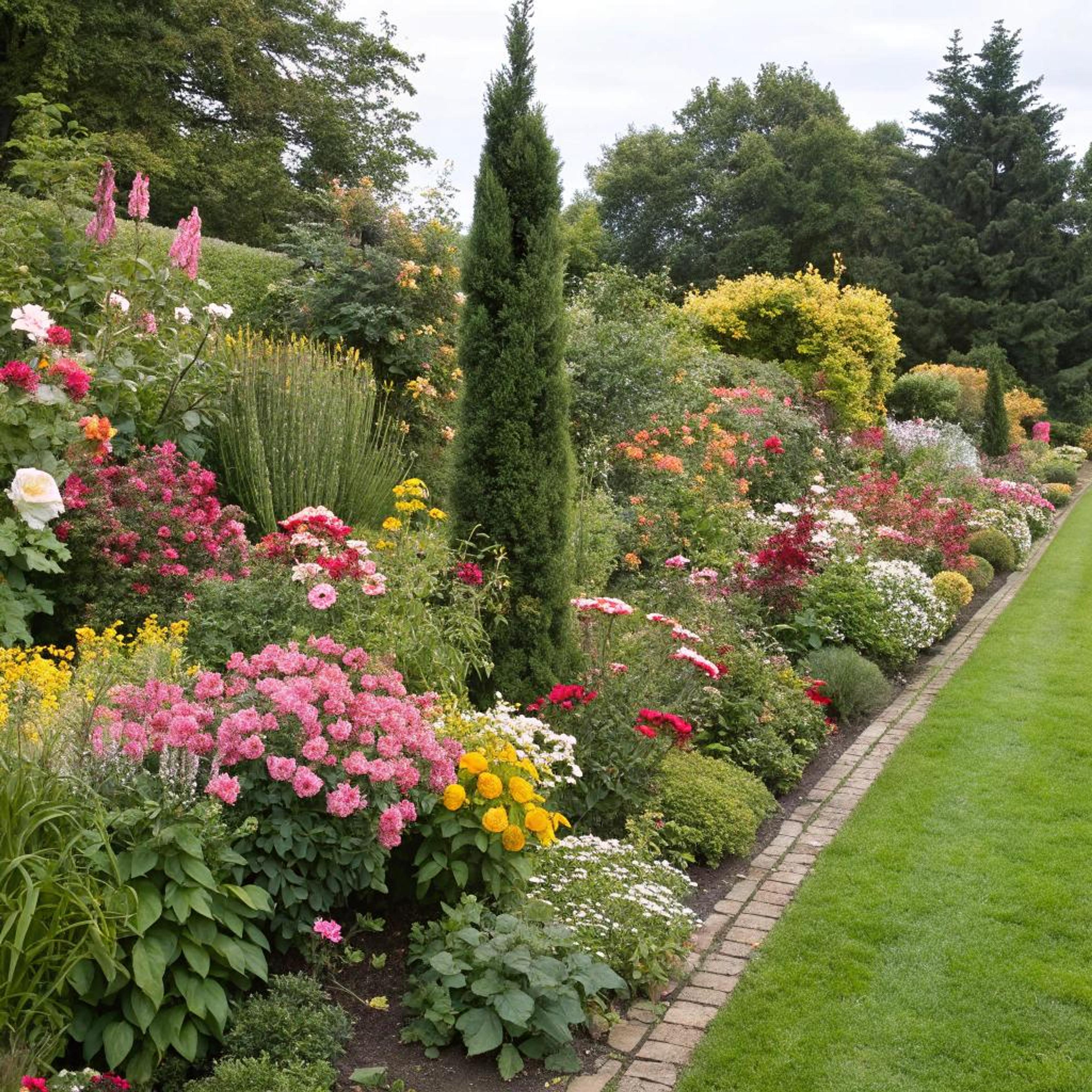 Kleurcontrasten naast strak gazon