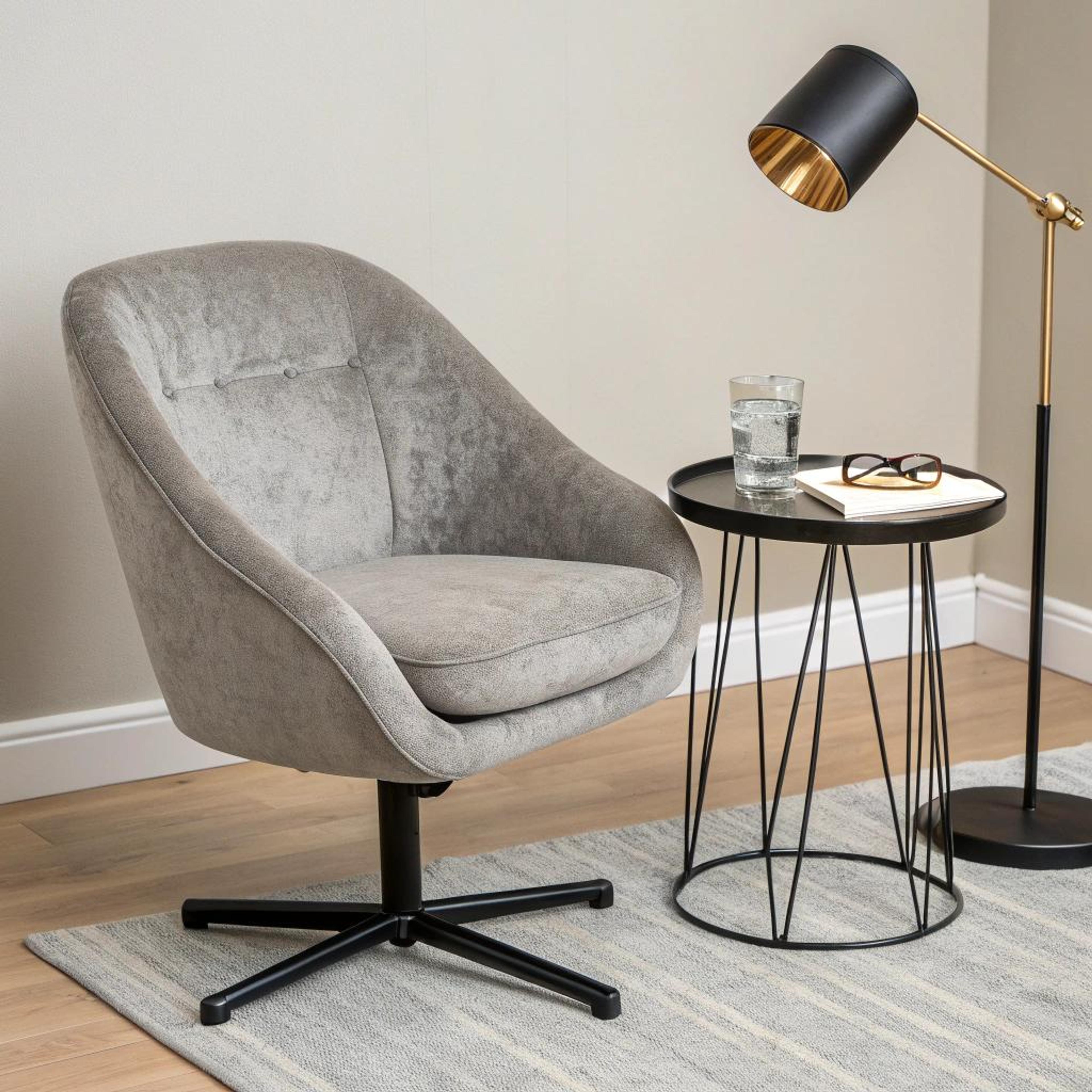 Elegante leeshoek met draaifauteuil