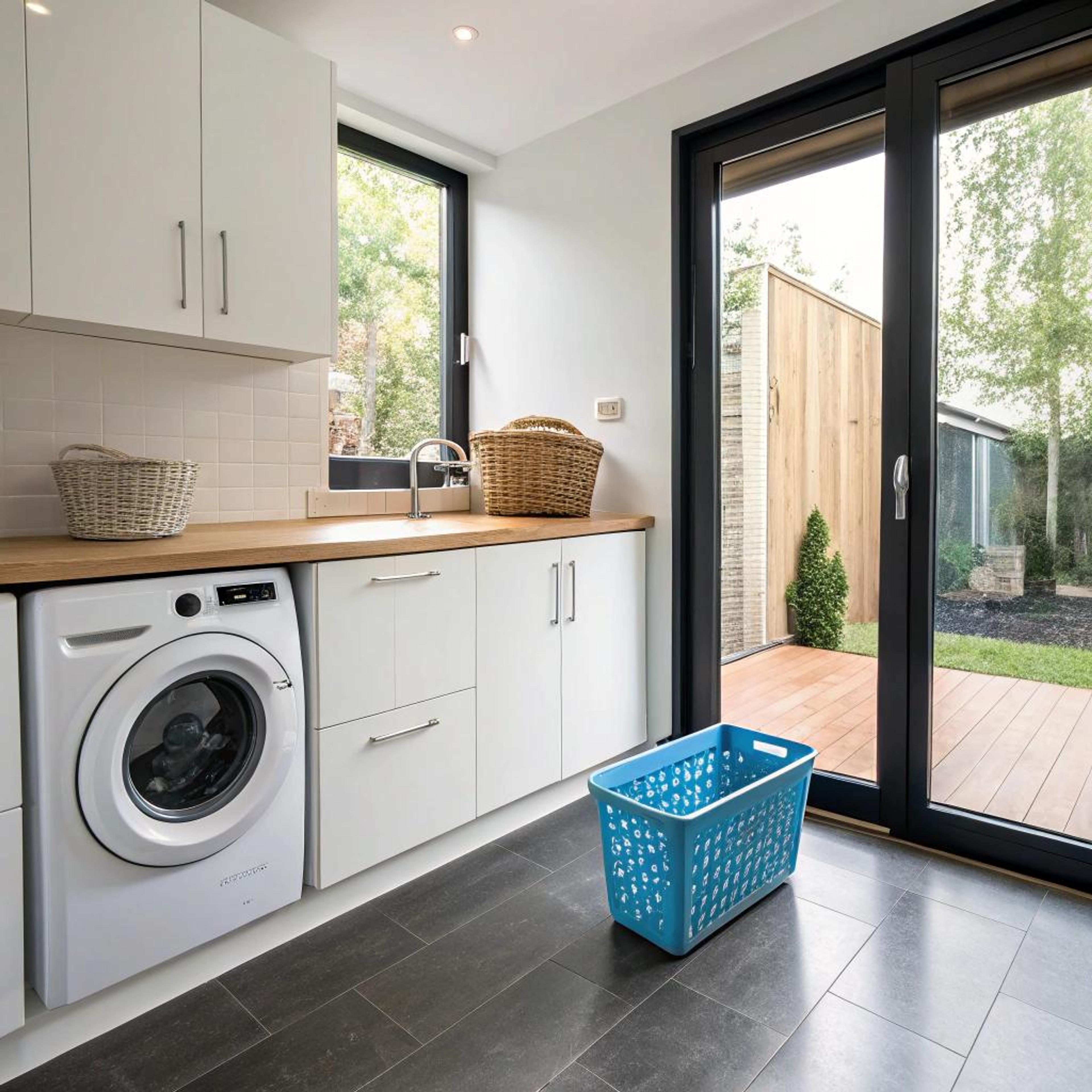 Blauw accent tussen opbergers