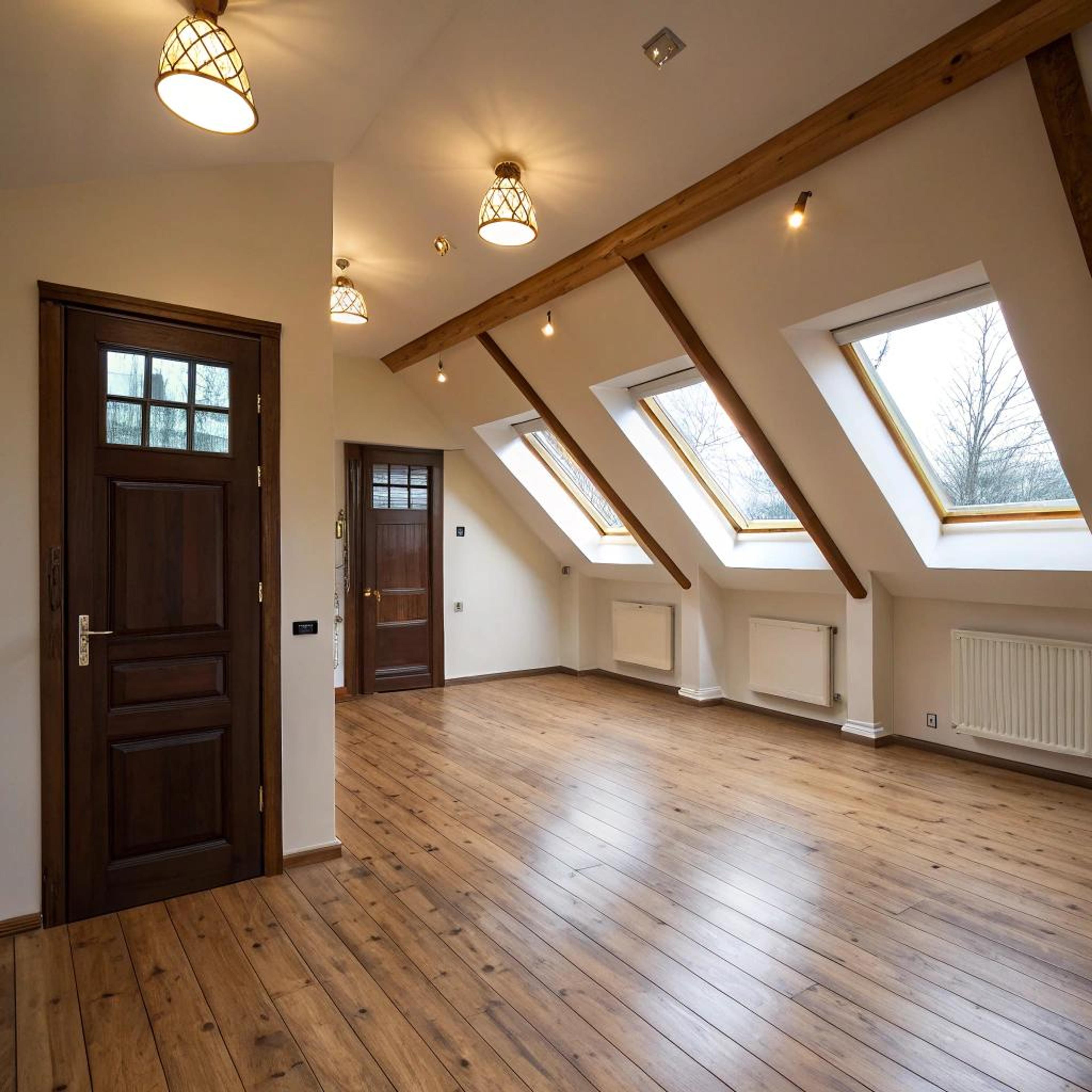Lichtinval op houten balken