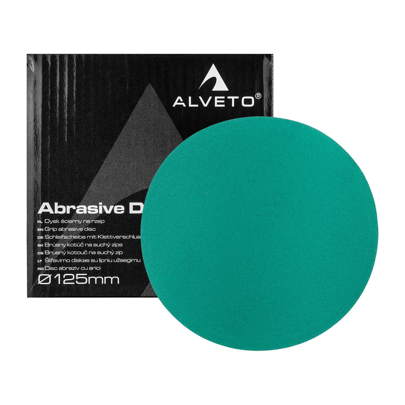 Alveto TC 125mm holeless abrasive disc with Velcro, green