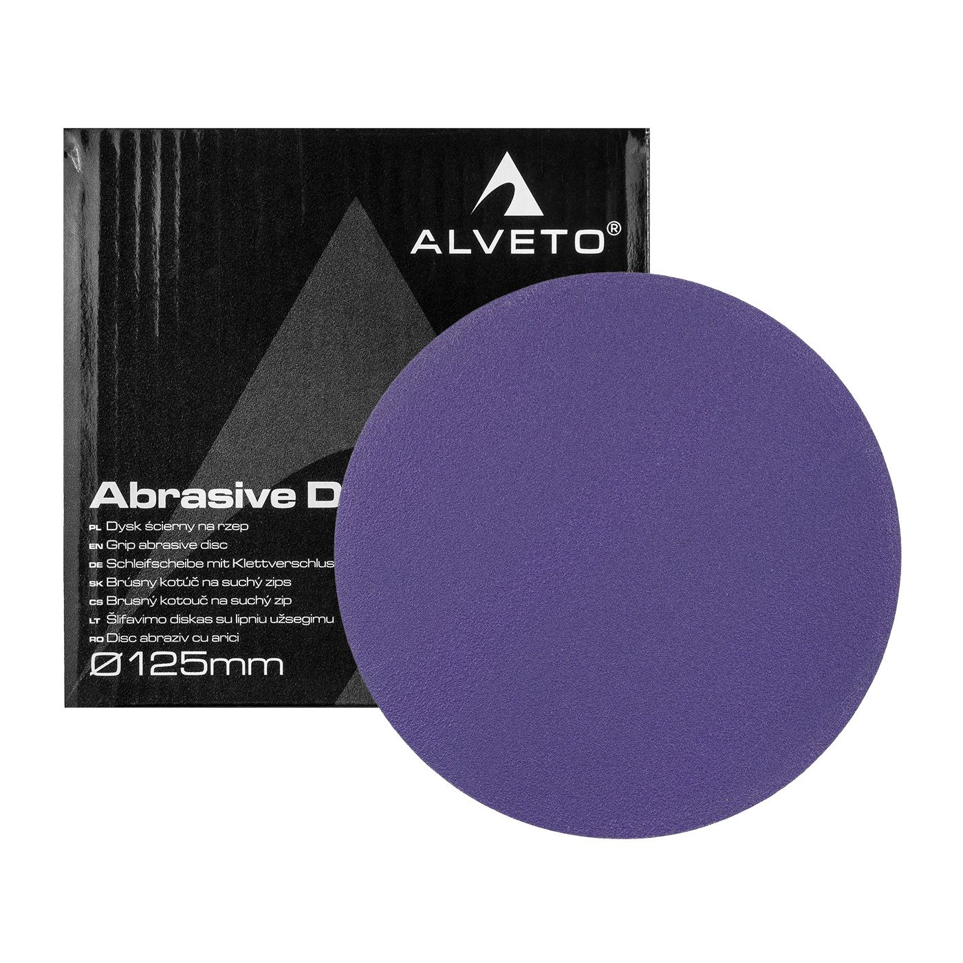 Alveto 125mm holeless abrasive disc with Velcro, ceramic, purple