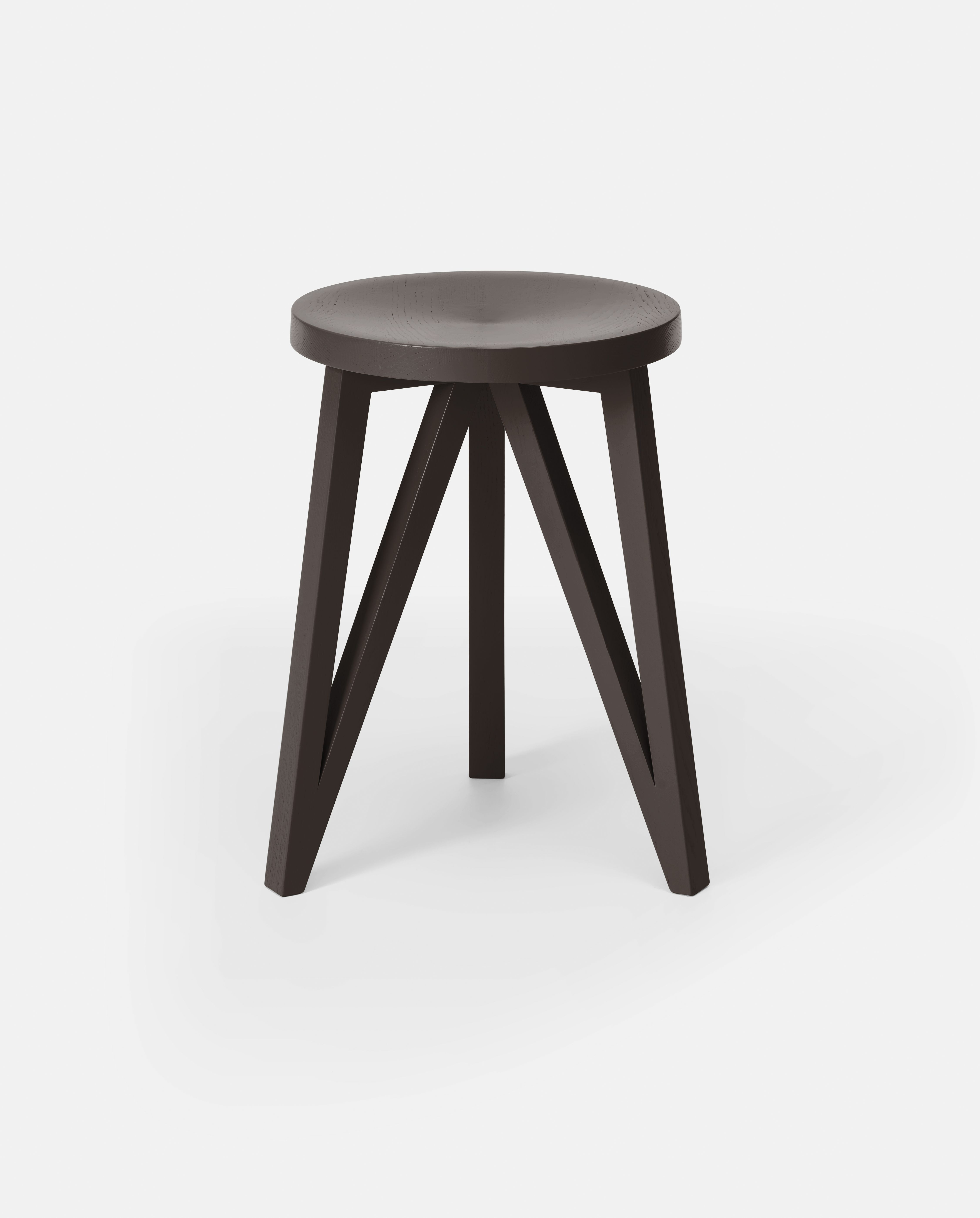 black wooden stool Faber by Loehr Furniture from Berlin