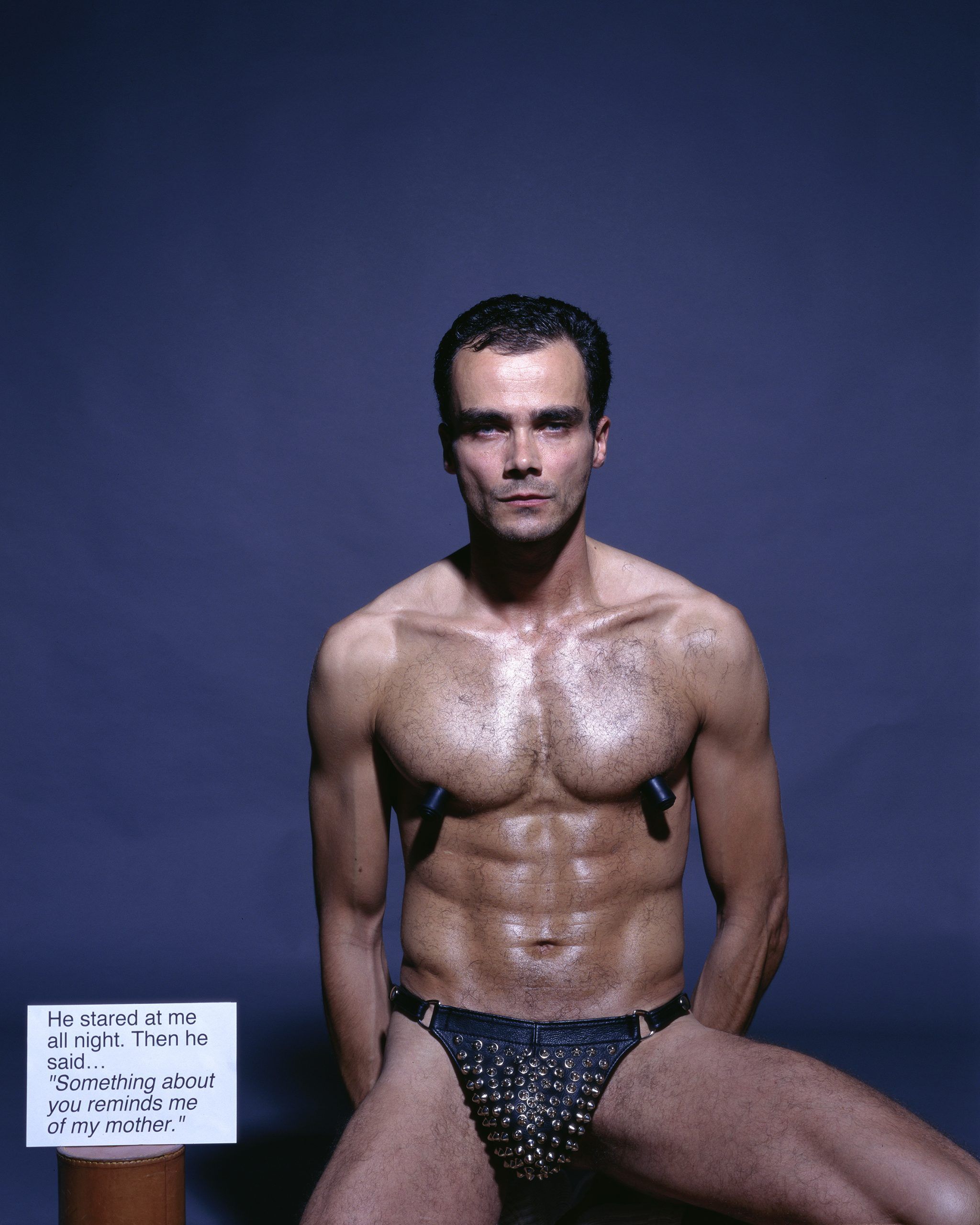 aus der Serie „Textpieces, 1996-1998“ (He stared at me all night. Then he said ... „Something about you reminds me of my mother.“ October 5, 1997 Ad for Diane von Furstenberg (fashion label), Interview Magazin, 9/97, page 50/51) — Matthias Herrmann