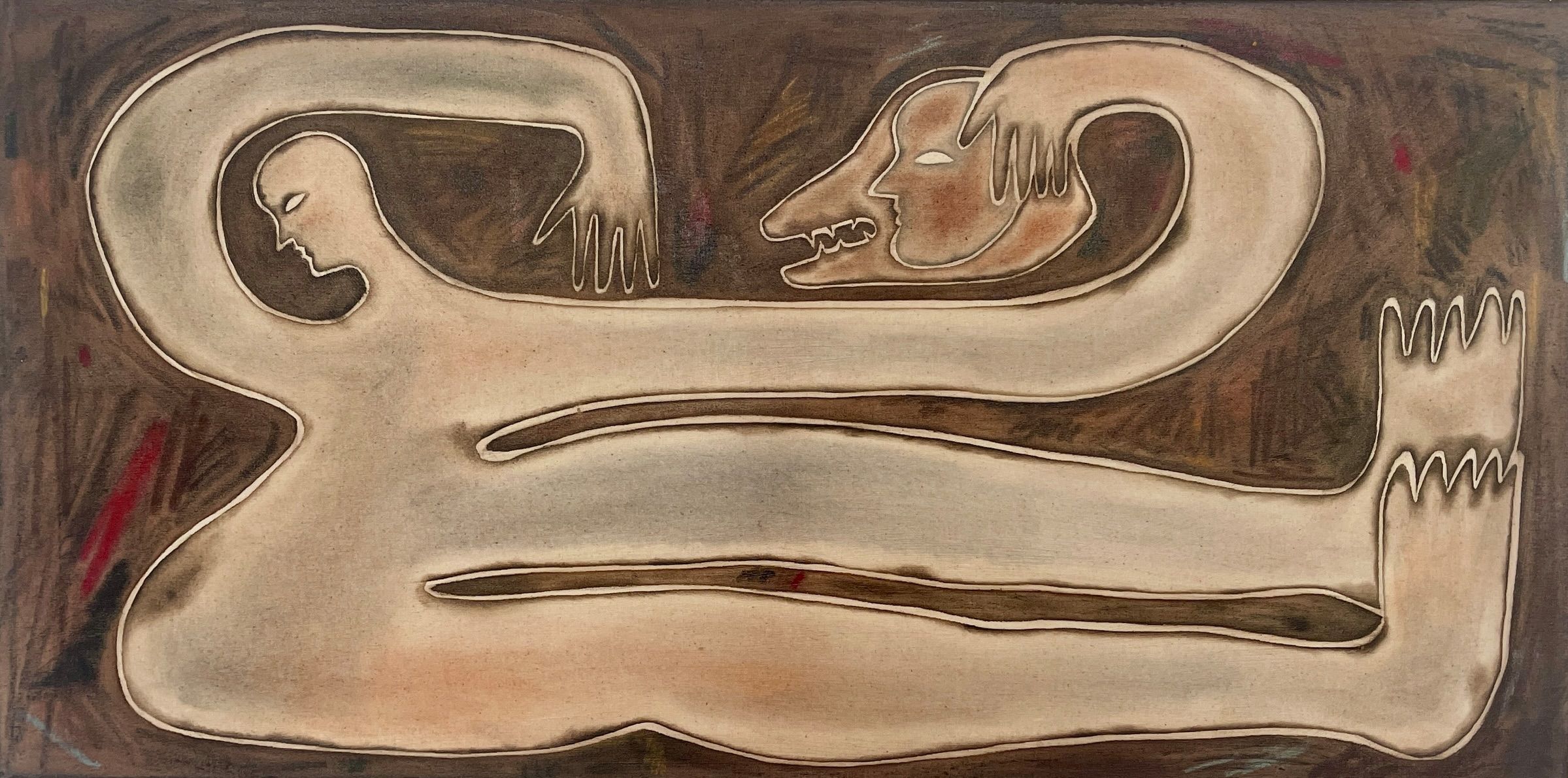 Stretched woman with dogmother — Anousha Payne