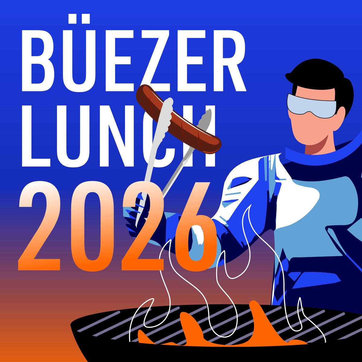 Social-Media-Post: Illustration zum «Büezer Lunch 2026» mit Grill und Wurst