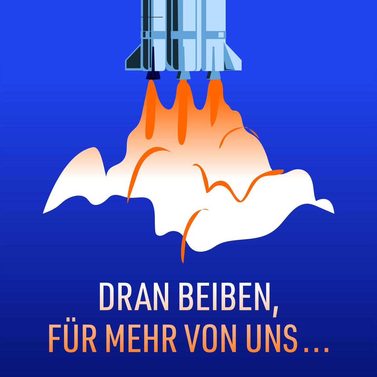 Social-Media-Post: startende Rakete – «Dran bleiben, für mehr von uns …»