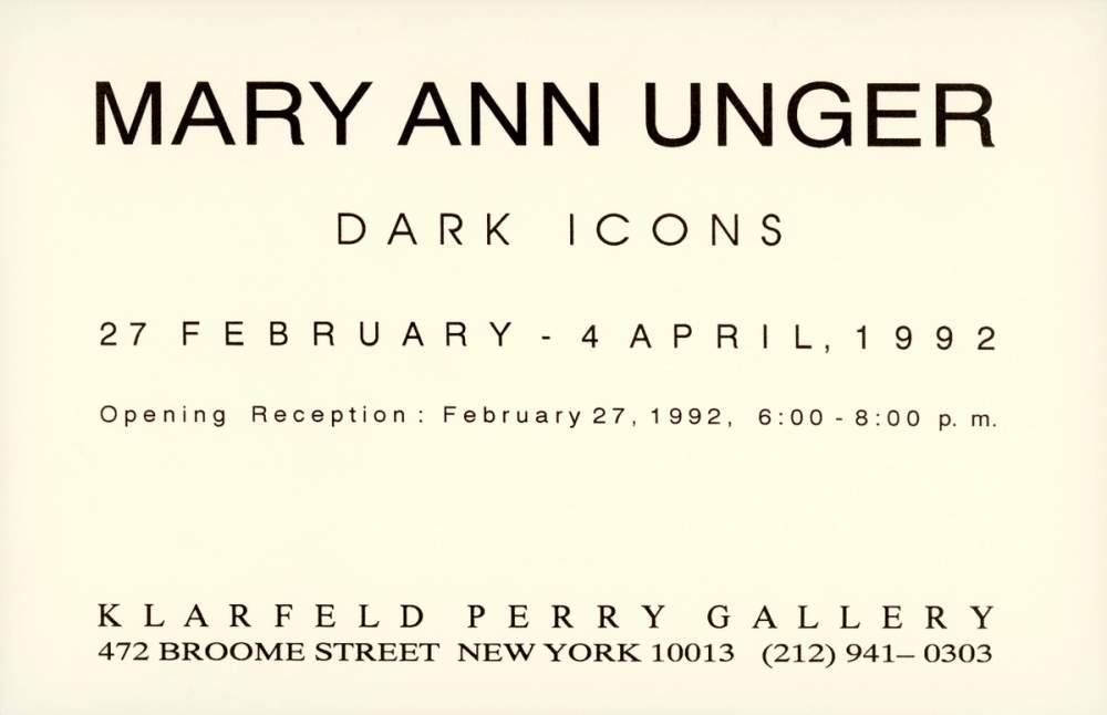 Mary Ann Unger Dark Icons Klarfeld Perry Gallery