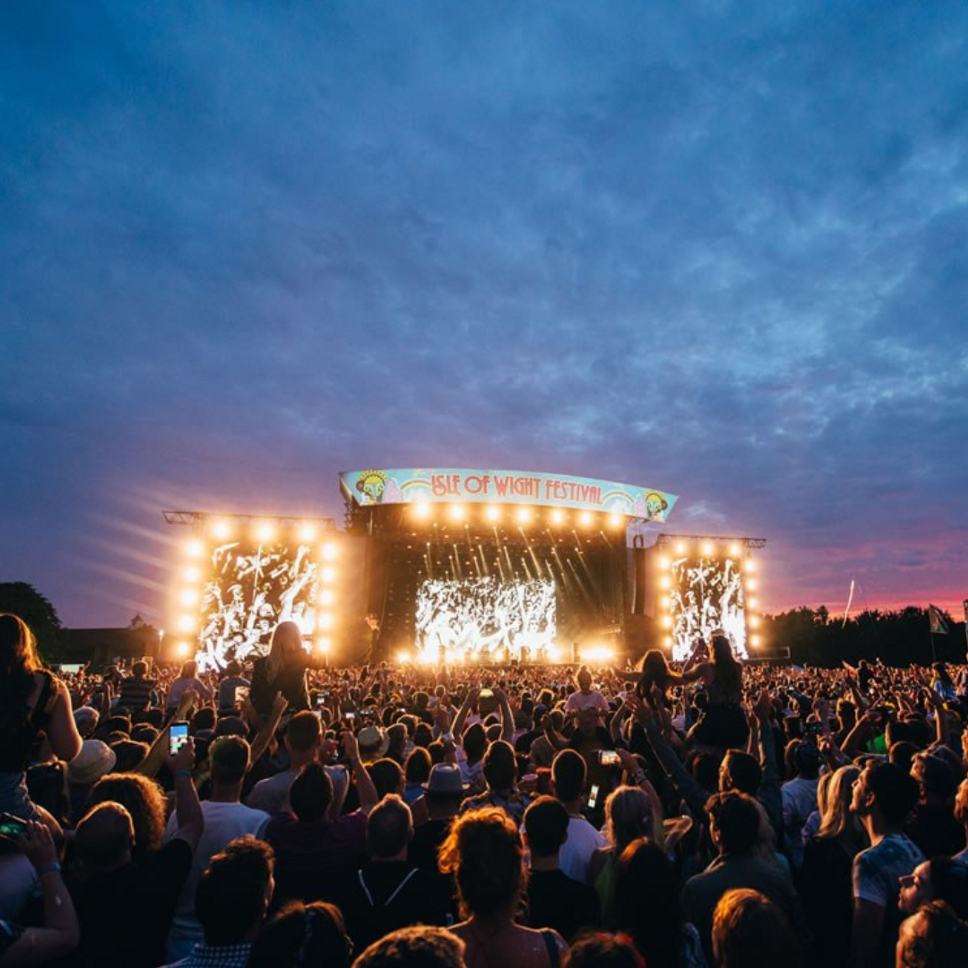 Isle of Wight festival stage in the evening