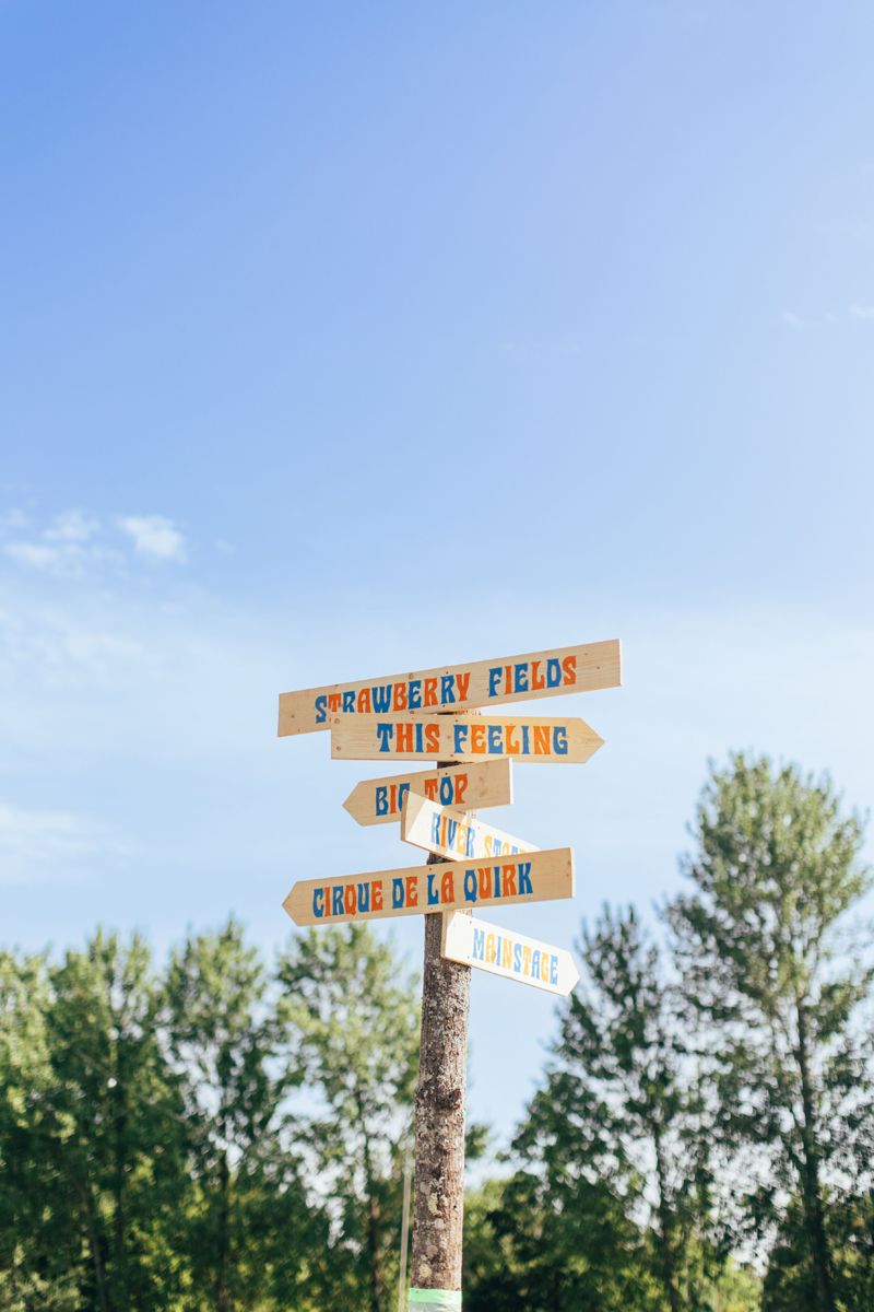 Signs with directions at a festival