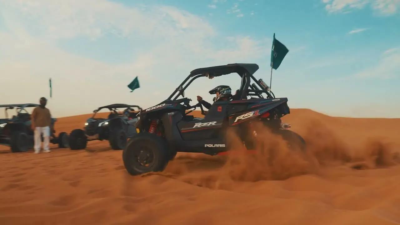 Desert landscape at sunset during a buggy ride