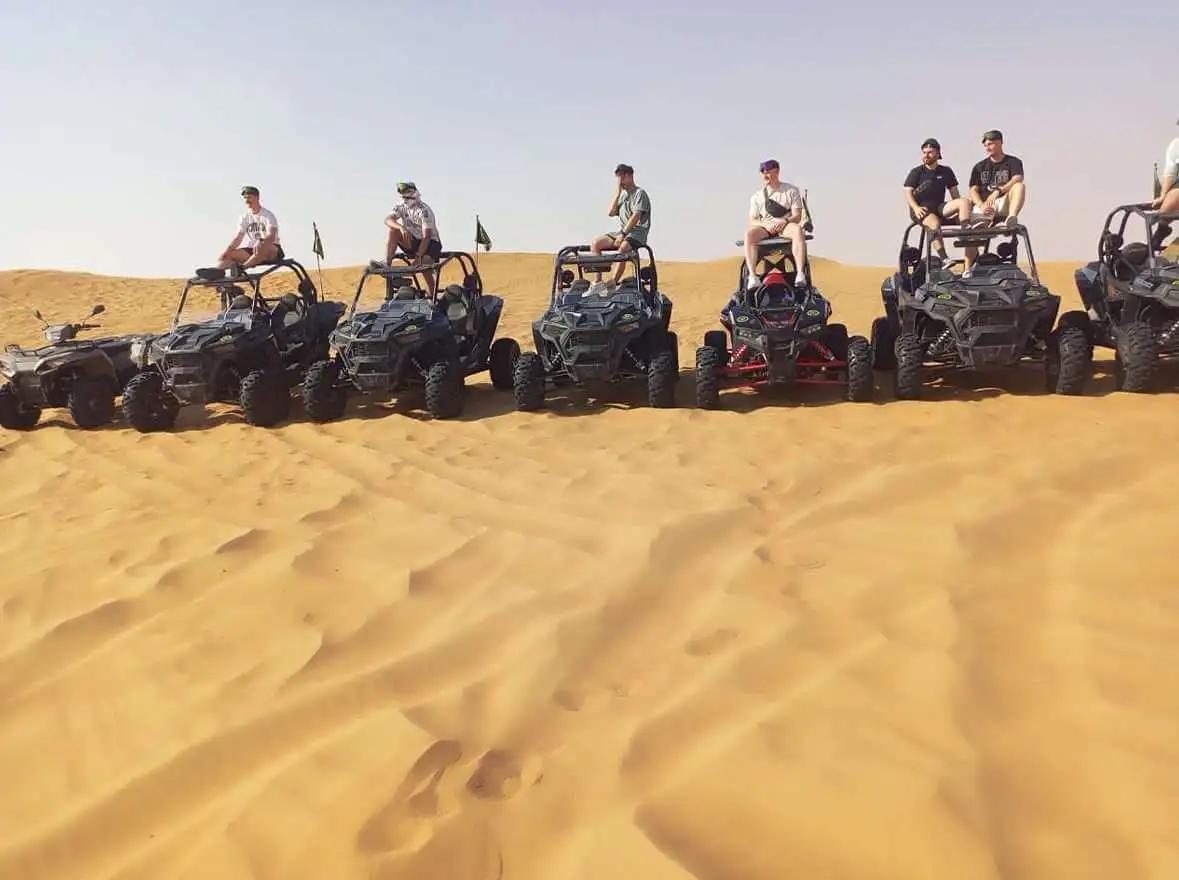 Friends laughing together in a roomy four-seater buggy
