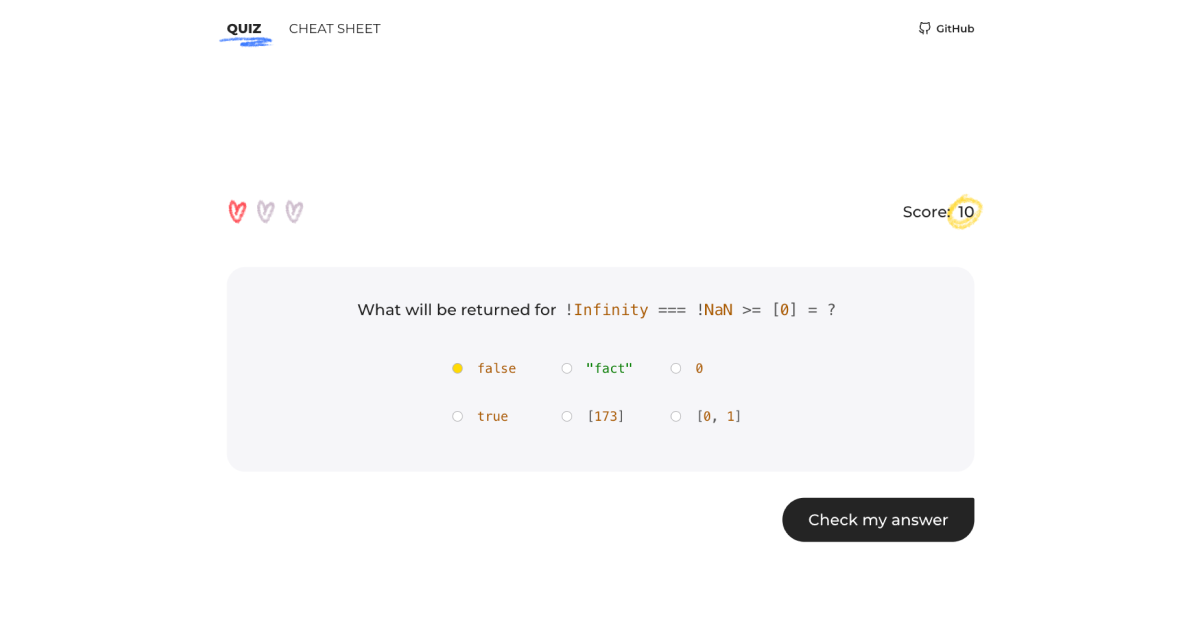 JS Type Coercion Quiz screenshot