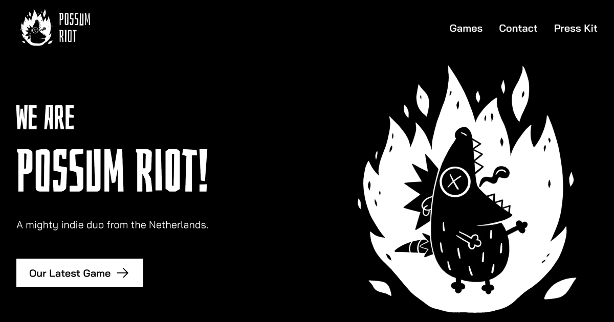 Possum Riot website screenshot