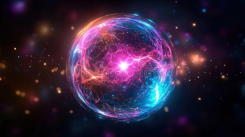 Digital art of galaxies with glowing neon colors