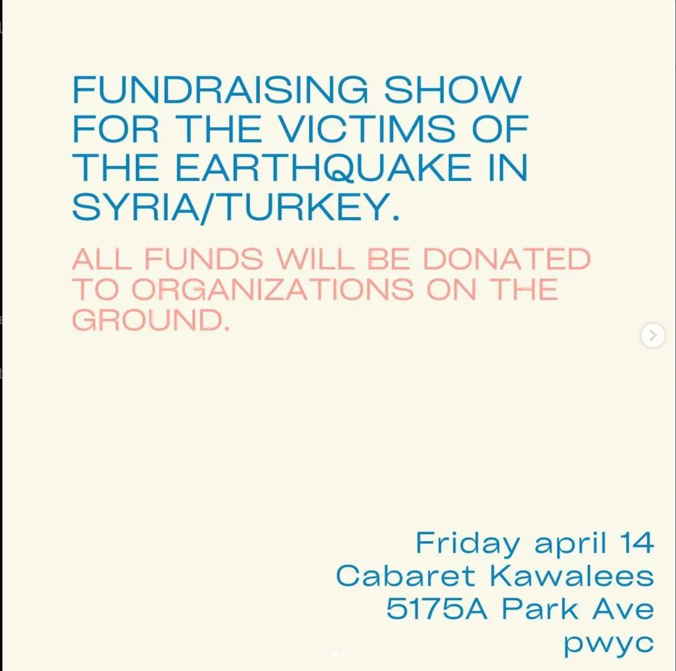 Concert bénéfice pour les victimes du tremblement de terre en Syrie/Turquie