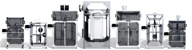 re:3D Gigabot and GigabotX printers, examples of large open-source industrial printer systems