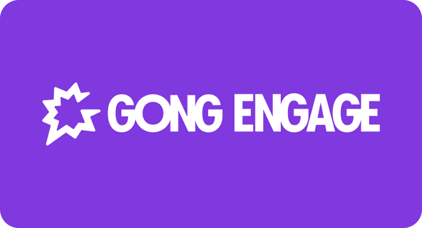 Text saying "Gong Engage" on a purple background.