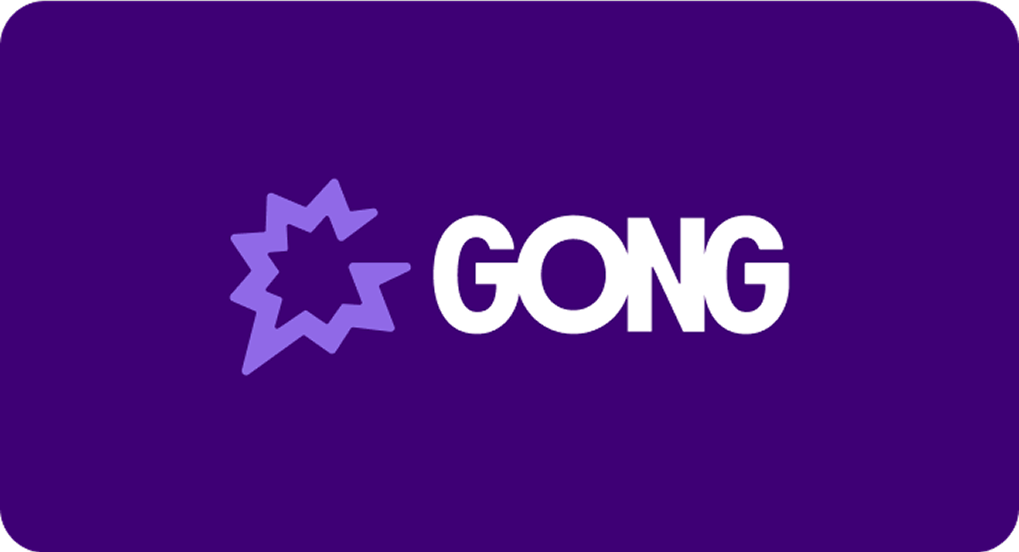 Gong logo on a purple background