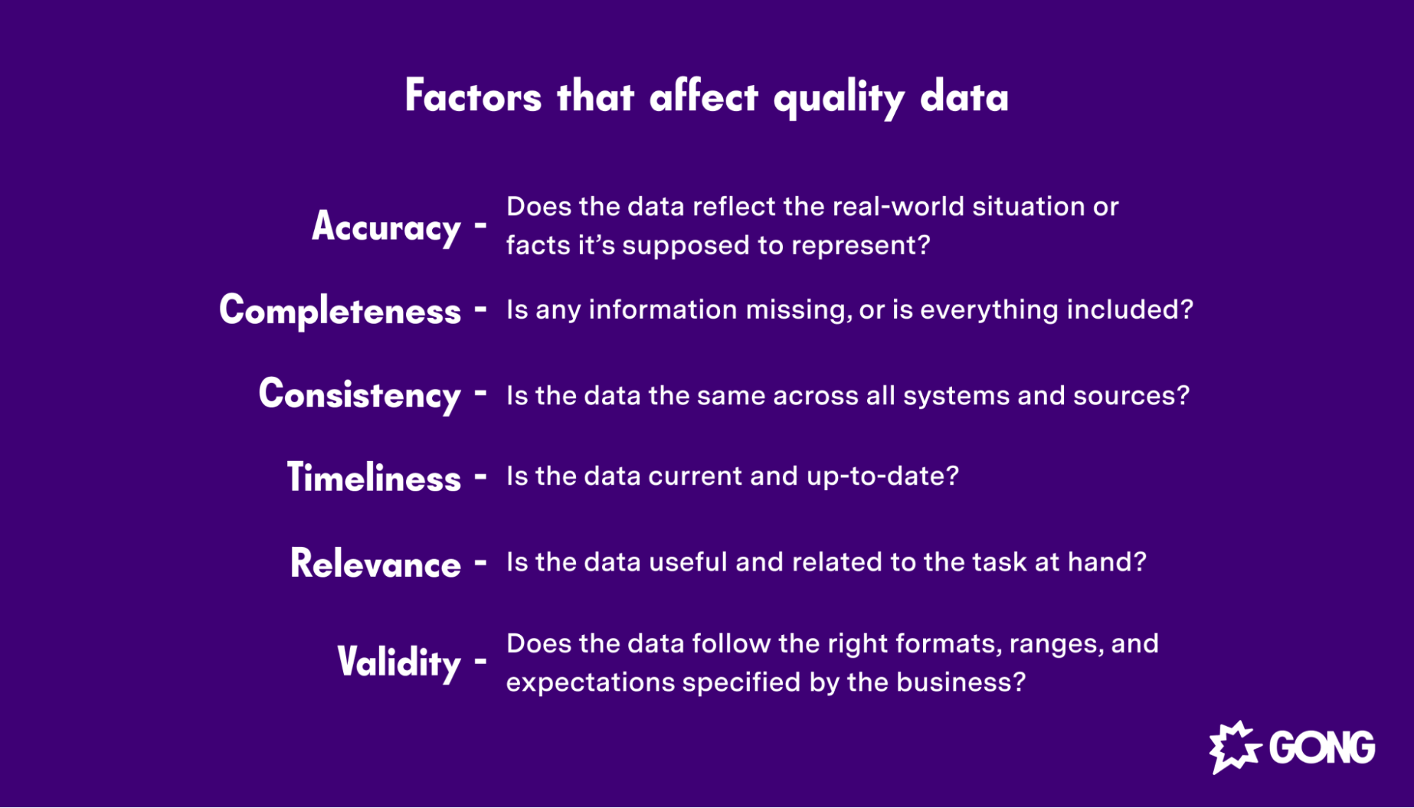 Factors that affect data quality