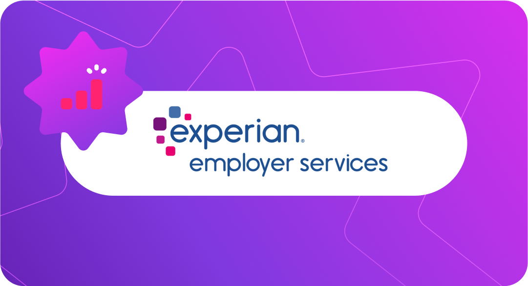 Experian logo on a purple gradient background