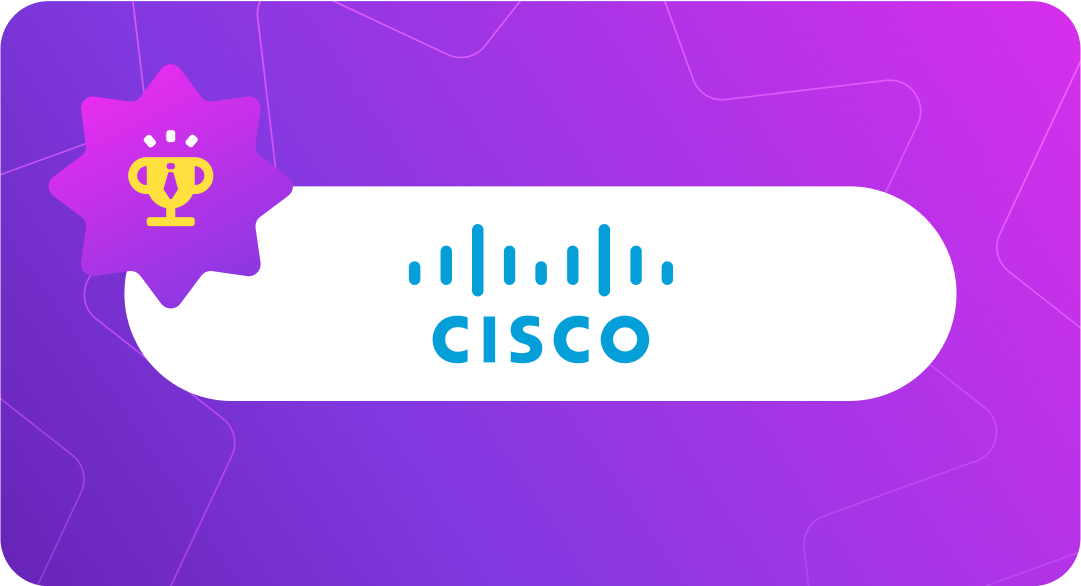 Cisco logo on a purple gradient background