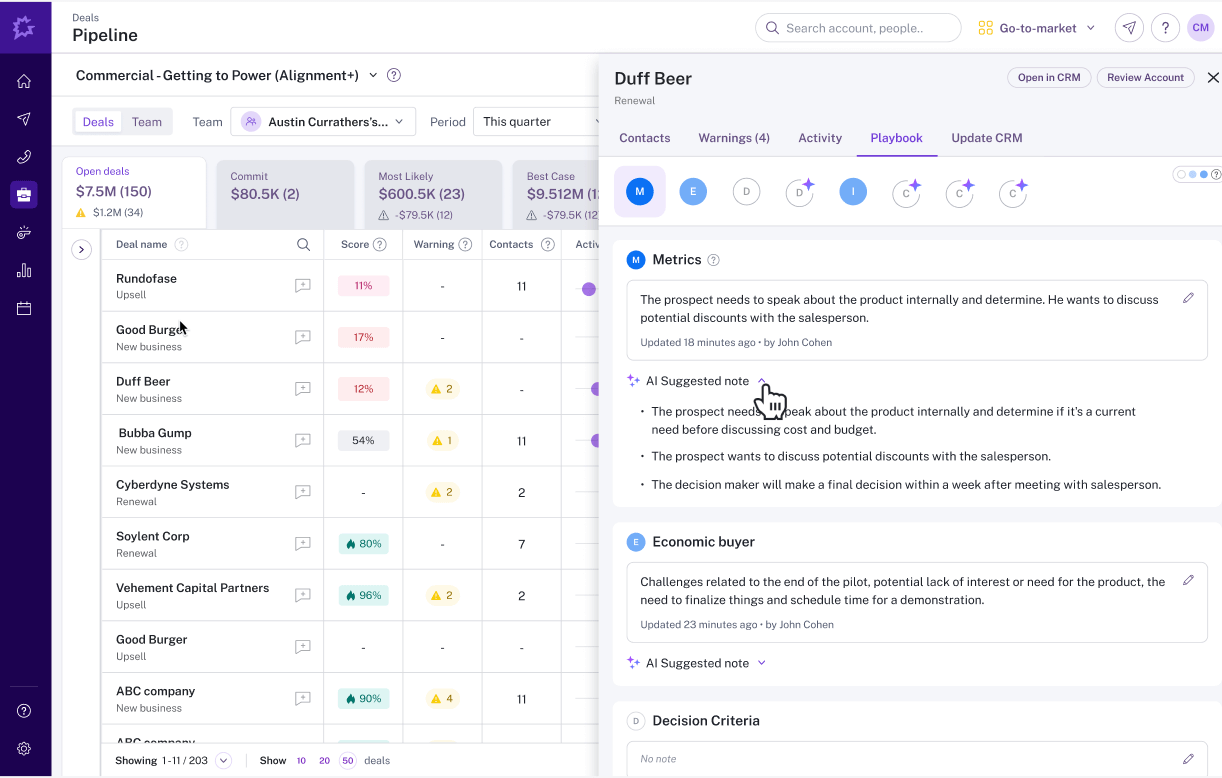 Updating your playbook in Gong
