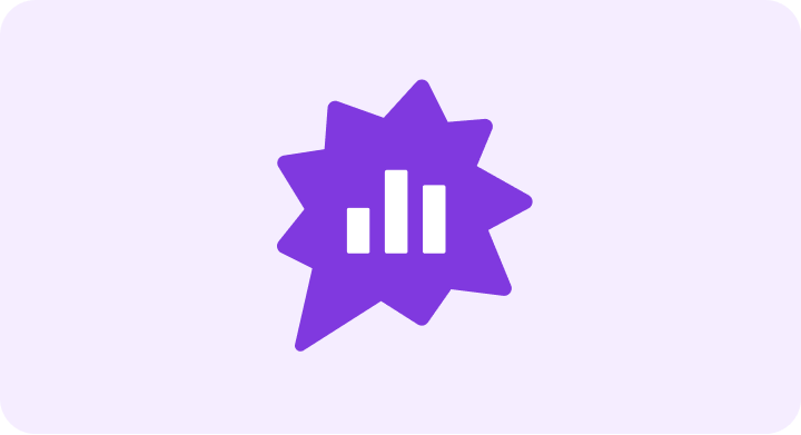 Purple star icon with bar chart symbols representing analytics and performance metrics