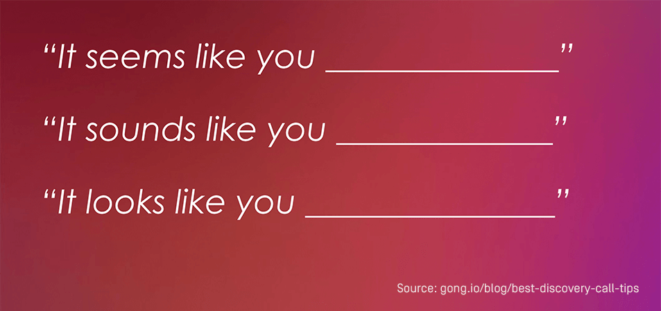 Discovery call conversation starters with blanks to fill in