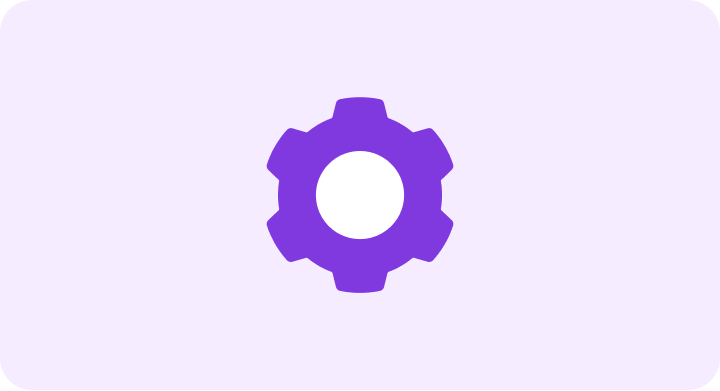 Purple gear icon representing settings or configuration