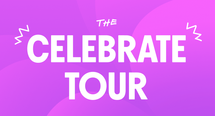 event card for New York on June 18, featuring an abstract purple gradient background with layered organic shapes.
