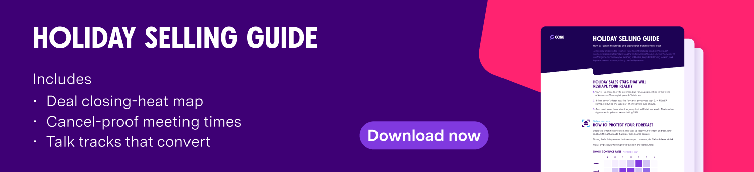Holiday Selling Guide download preview with deal closing heat map and cancel-proof meeting times