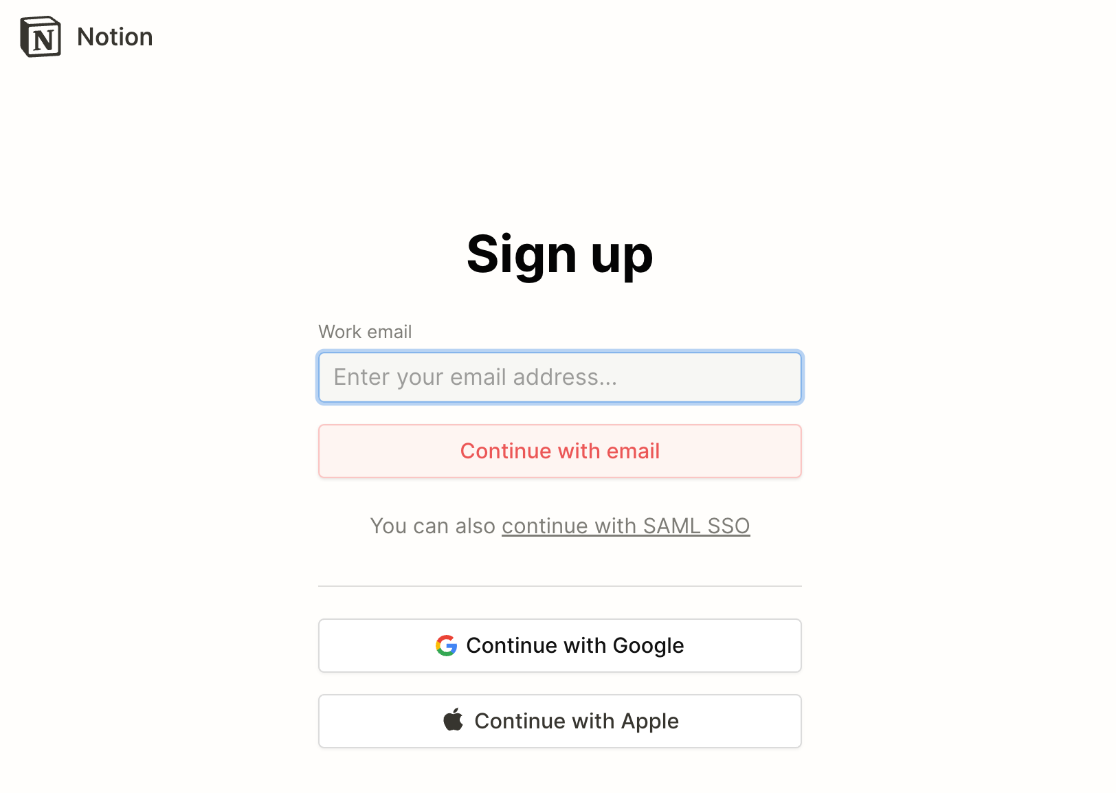 Notion Signup Form