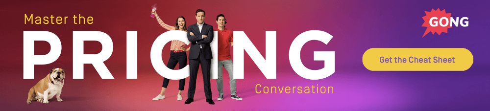 Master the Pricing Conversation - sales professionals with bulldog and CTA button