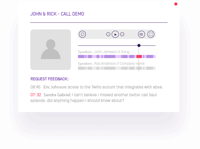 audio player with call transcript