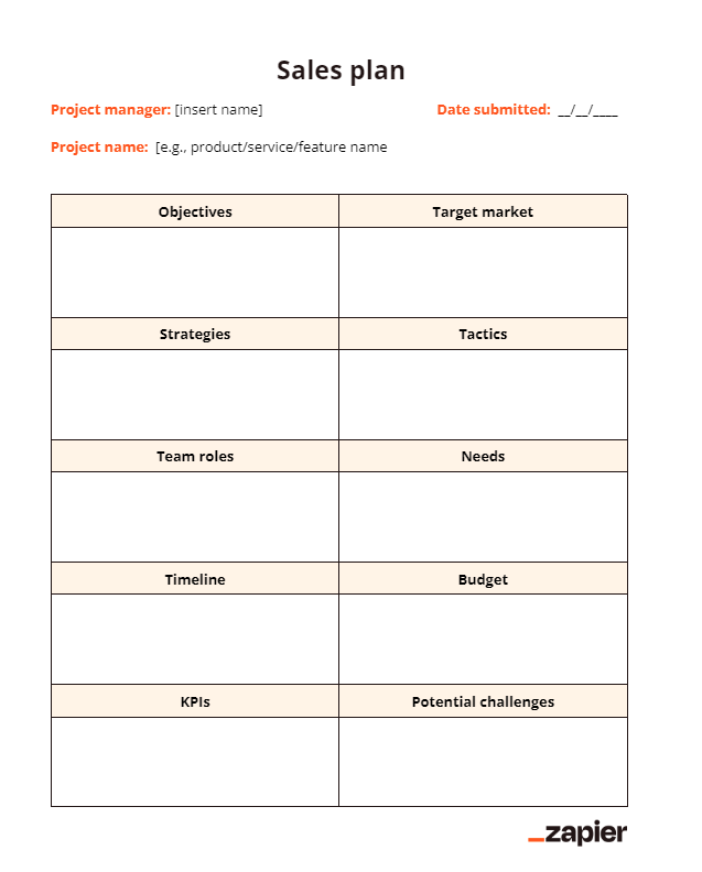 Example of a Comprehensive Sales Plan