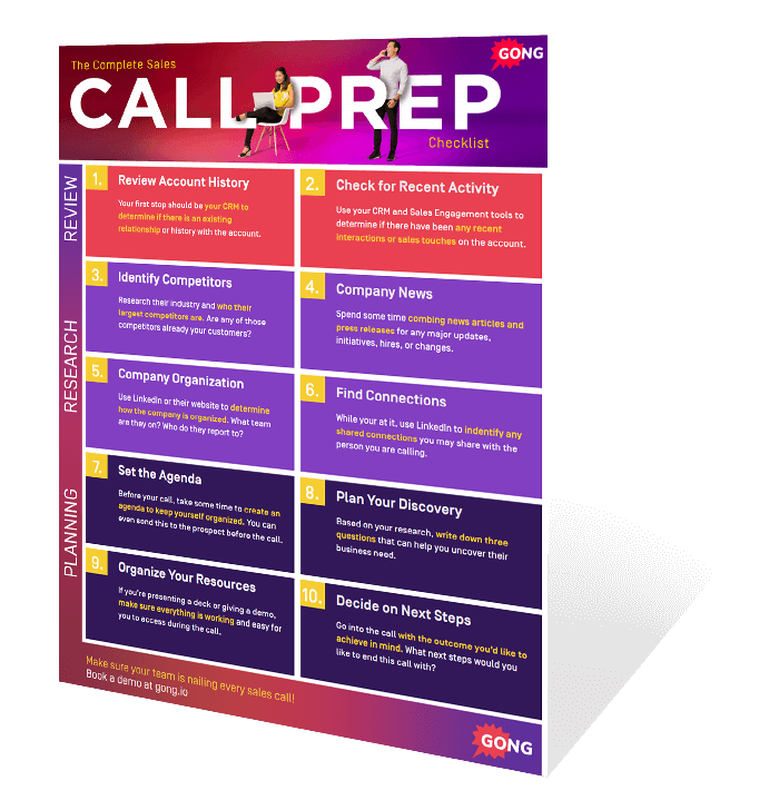 CallPrep Complete Series checklist with 10 steps for sales call preparation and planning.