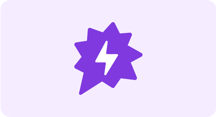 Purple star badge with lightning bolt icon representing AI-powered insights