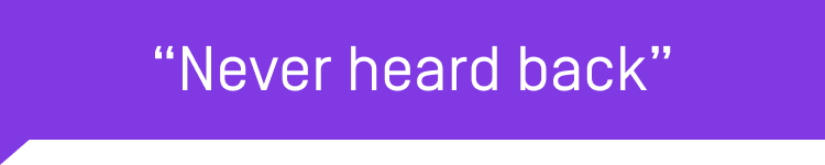 "Never heard back" section header for sales follow-up tips