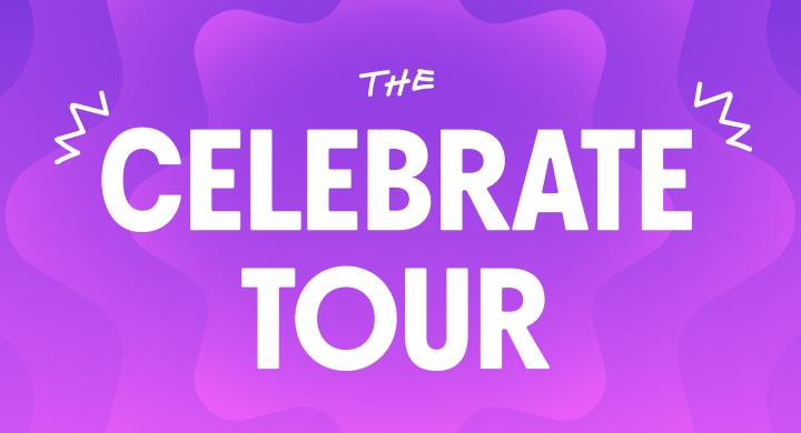 event card for San Francisco on June 10, featuring an abstract purple gradient background with layered organic shapes.