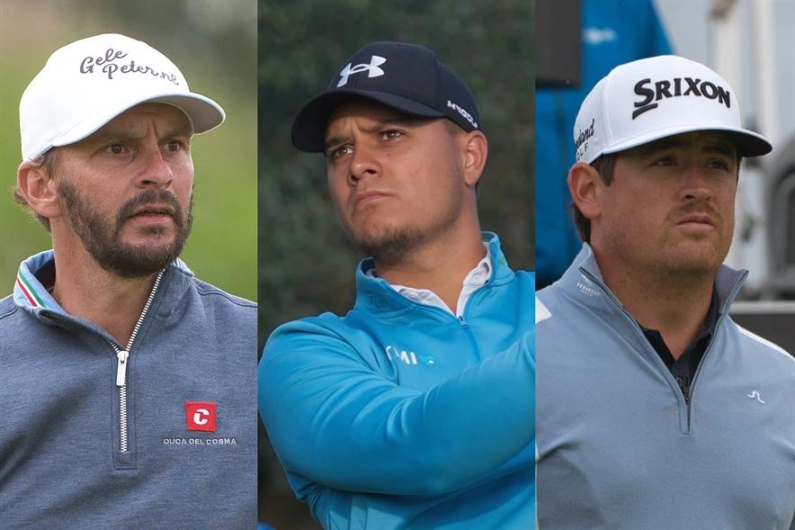 Joost Luiten, Darius van Driel en Mike Toorop tijdens een persmoment voor de KLM Open 2026