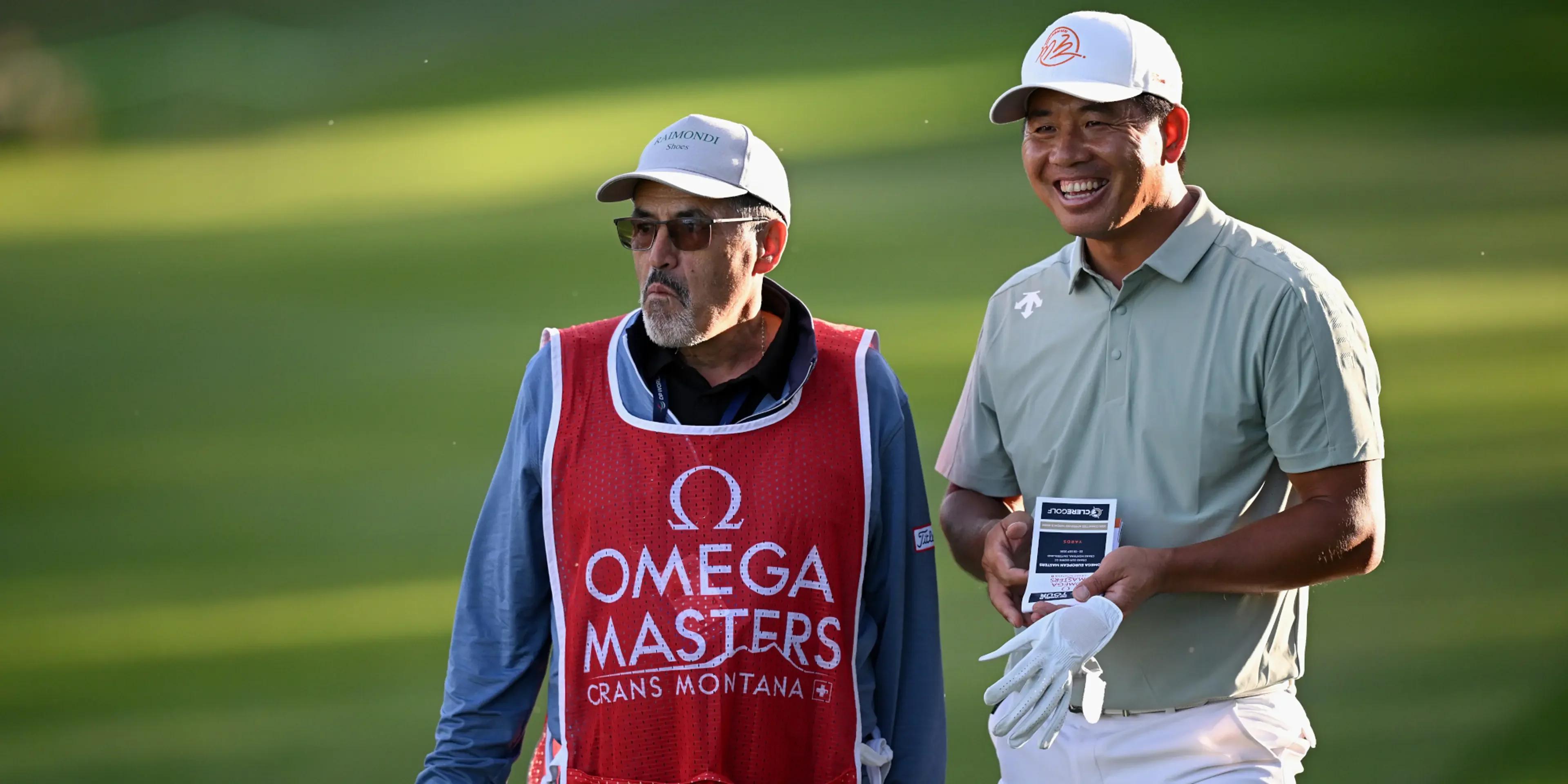 Ashun Wu tijdens de eerste ronde van de Omega European Masters in Crans-Montana